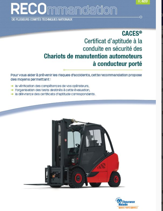 Classification des Chariots Automoteurs selon la Nouvelle recommandation CACES® R 489  INRS  9 CATEGORIES